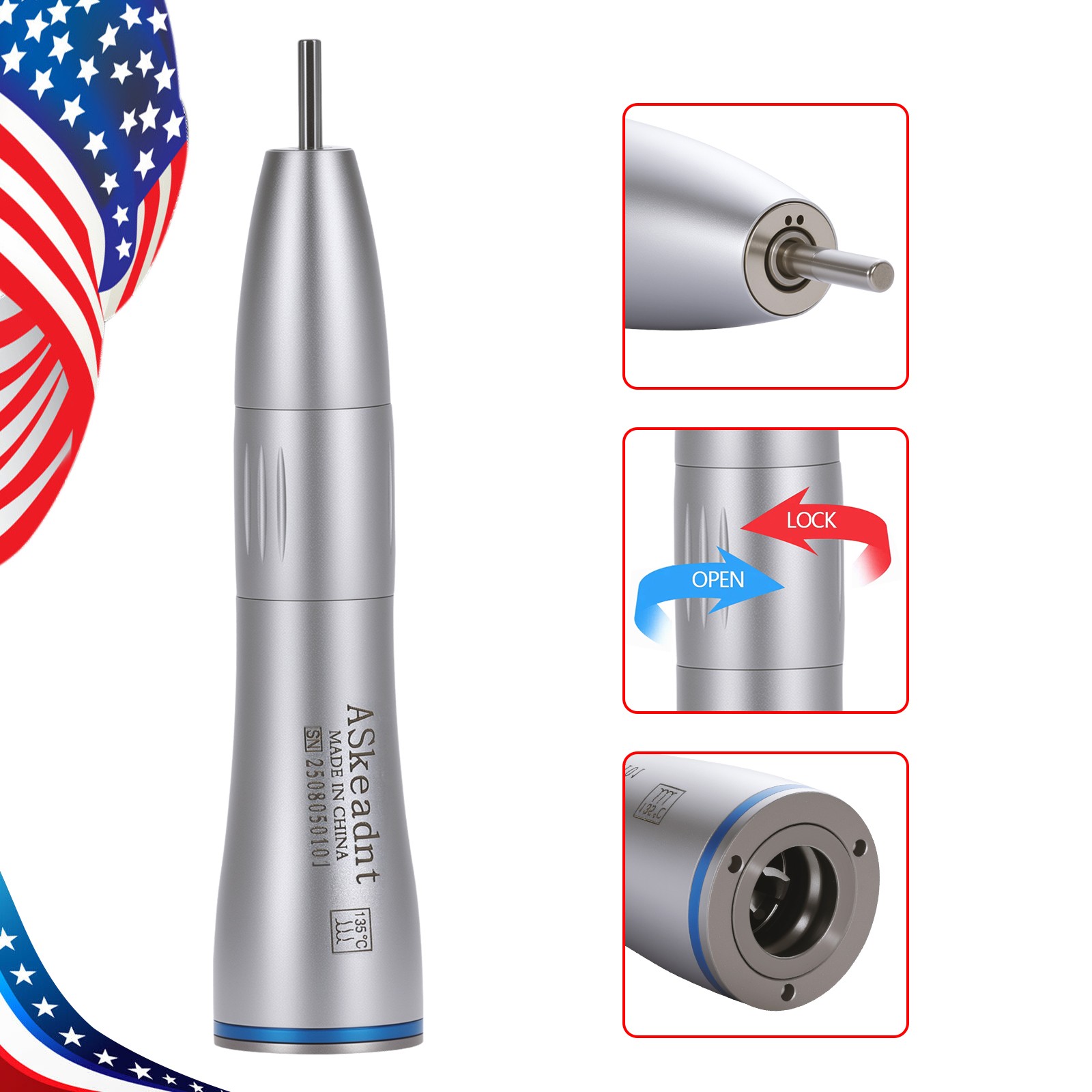 1-10 Dental Internal Water Spray Straight Nosecone Low Speed Handpiece ASkeadnt