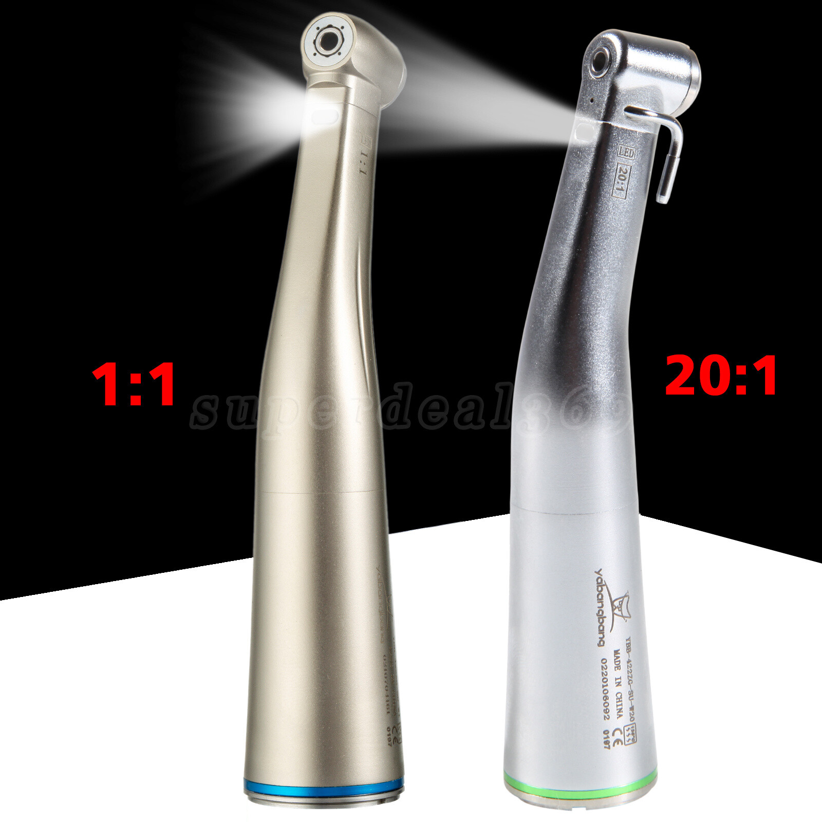 Dental 20:1/ 1:1 Fiber Optic LED Contra Angle Handpiece for NSK E-type Motor MX