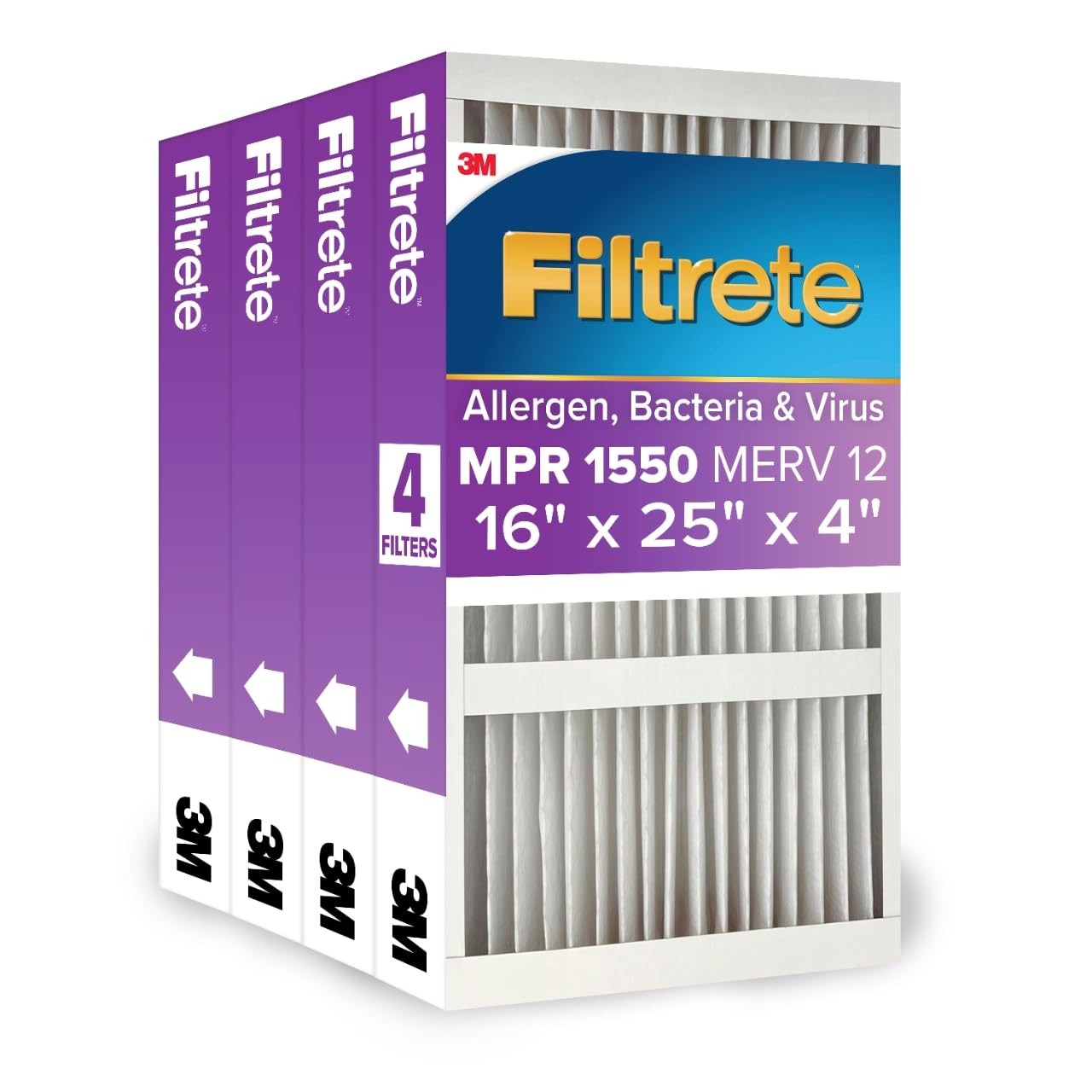 Filtrete 16X25X4Slimfit Ac Furnace Air Filter Mpr 1550 Dp Healthy Living Ultra