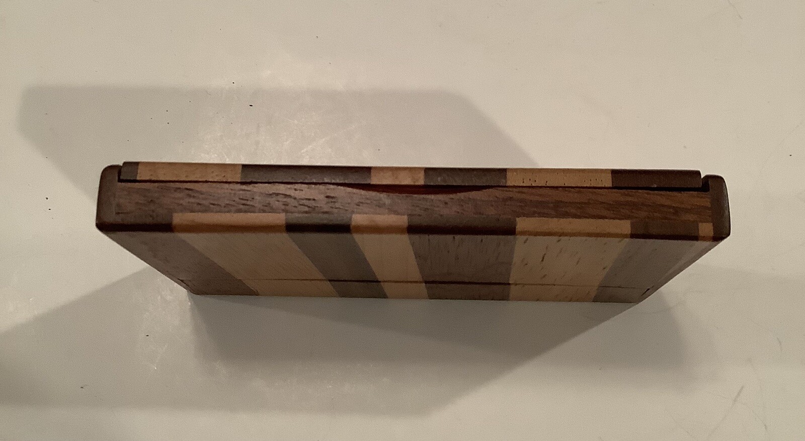 MIXED WOOD BUSINESS CARD HOLDER THAT SAYS ALOHA