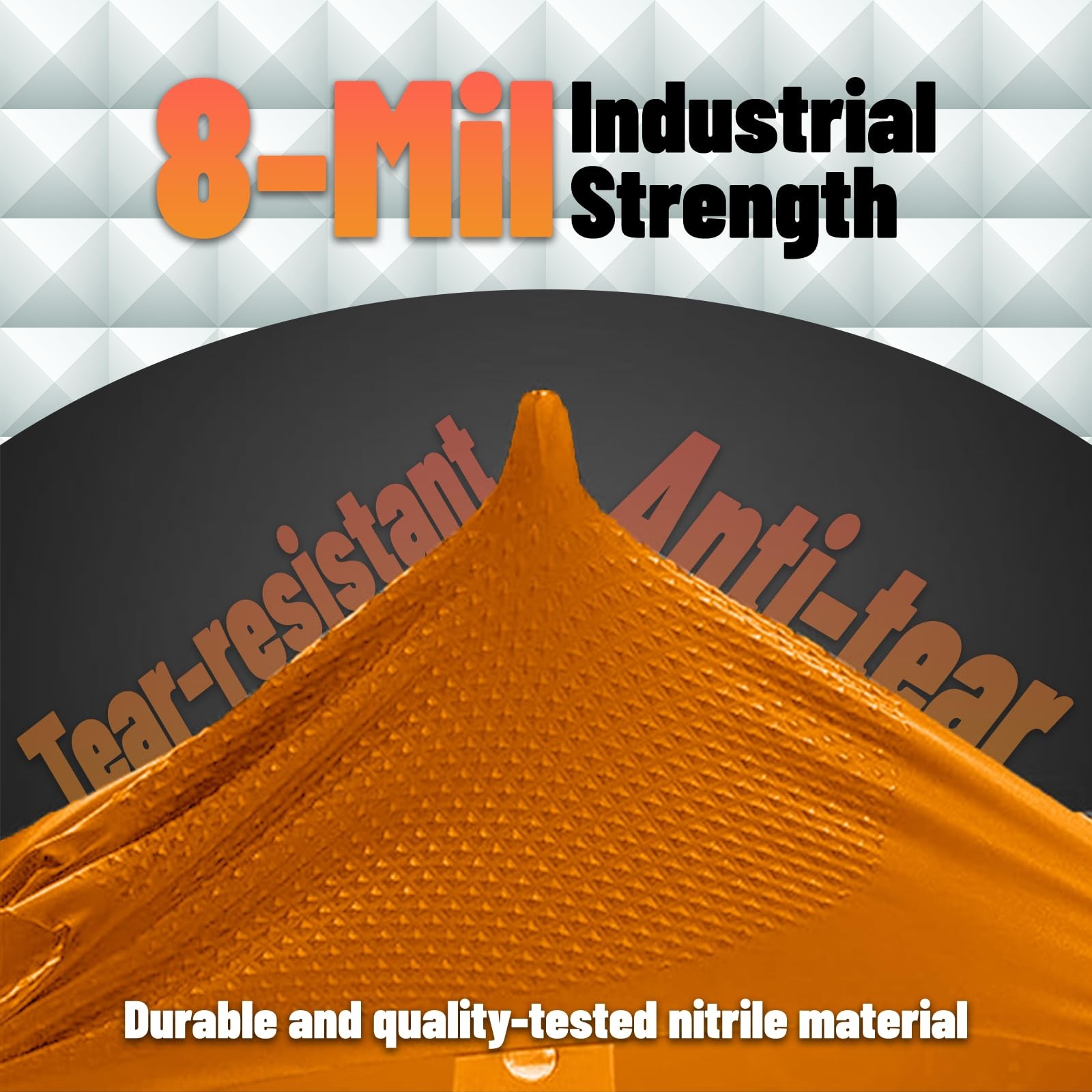 GP CRAFT Heavy Duty Orange Diamond Grip 8mil Nitrile Gloves Industrial Grade…