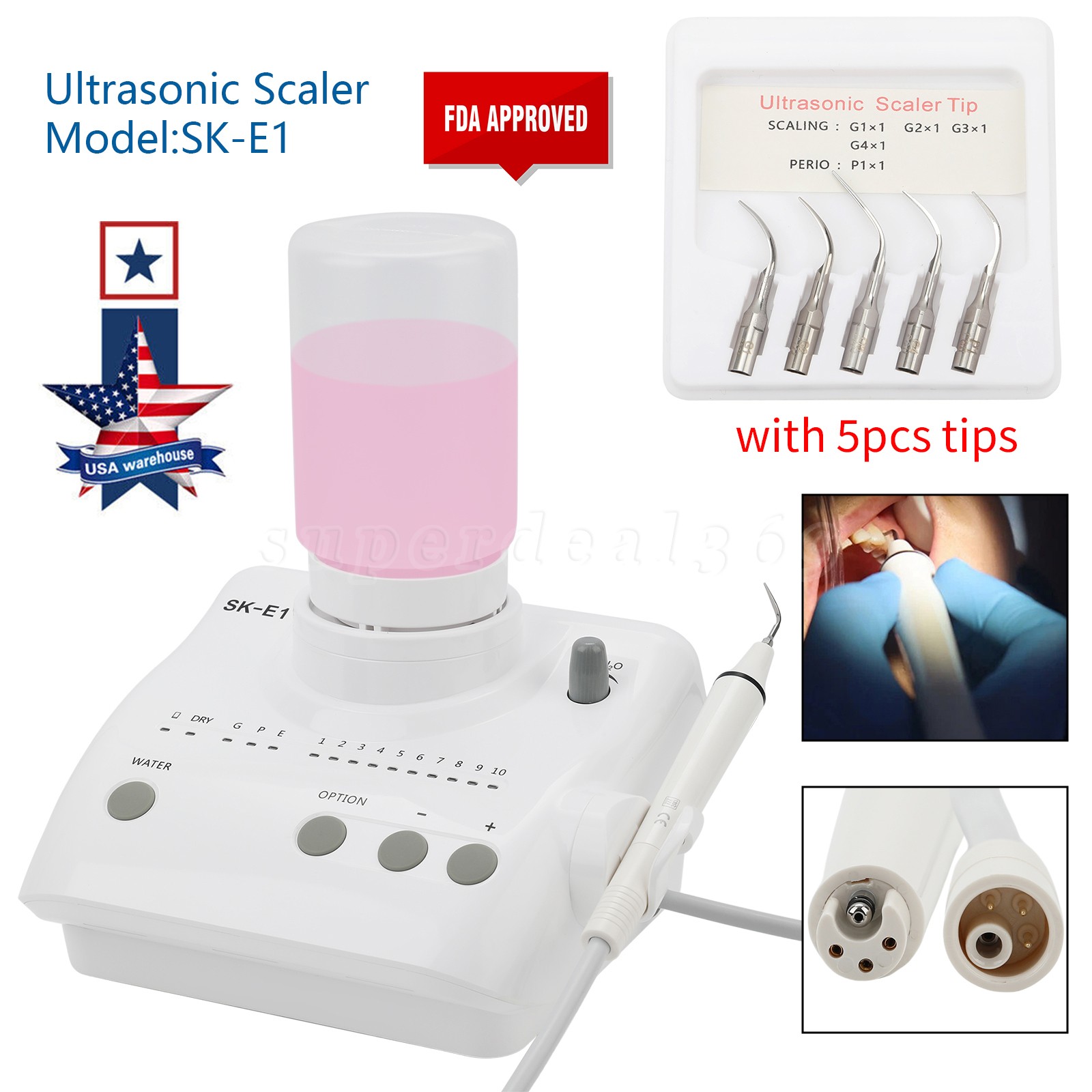 Auto Water Supply Dental Portable Ultrasonic Piezo Scaler fit Cavitron EMS CE