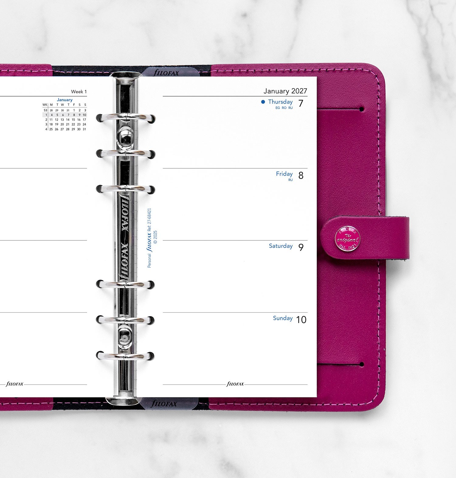 2025 Filofax Personal Size Refill 25-68421 Week on Two Pages, 95mm x 171mm