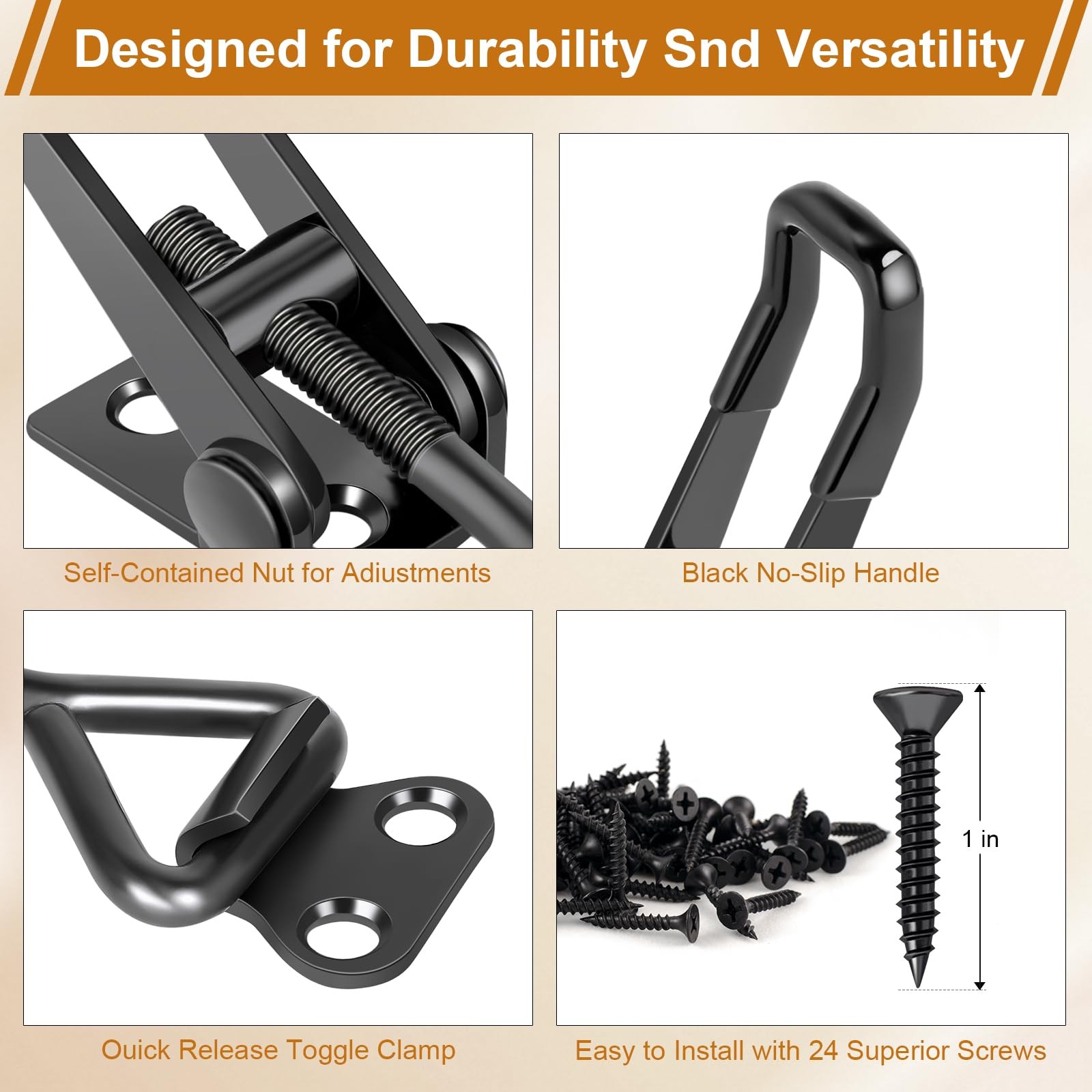 6 Pack Adjustable Toggle Latches 330Lbs HeavyDuty Black Metal for Smoker Door T