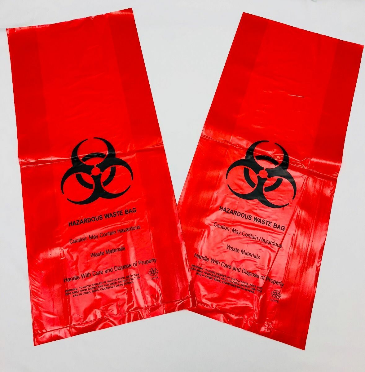 Hazardous Waste Bags – 10″x4″x24″ – 200 Bags – 1.4 Mil – Red – AssurePak – HAZWA