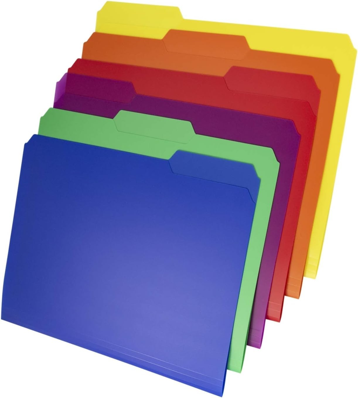 Vibrant 6-Pack Plastic Filing Folders 1/3 Tab for Stylish Document Organization