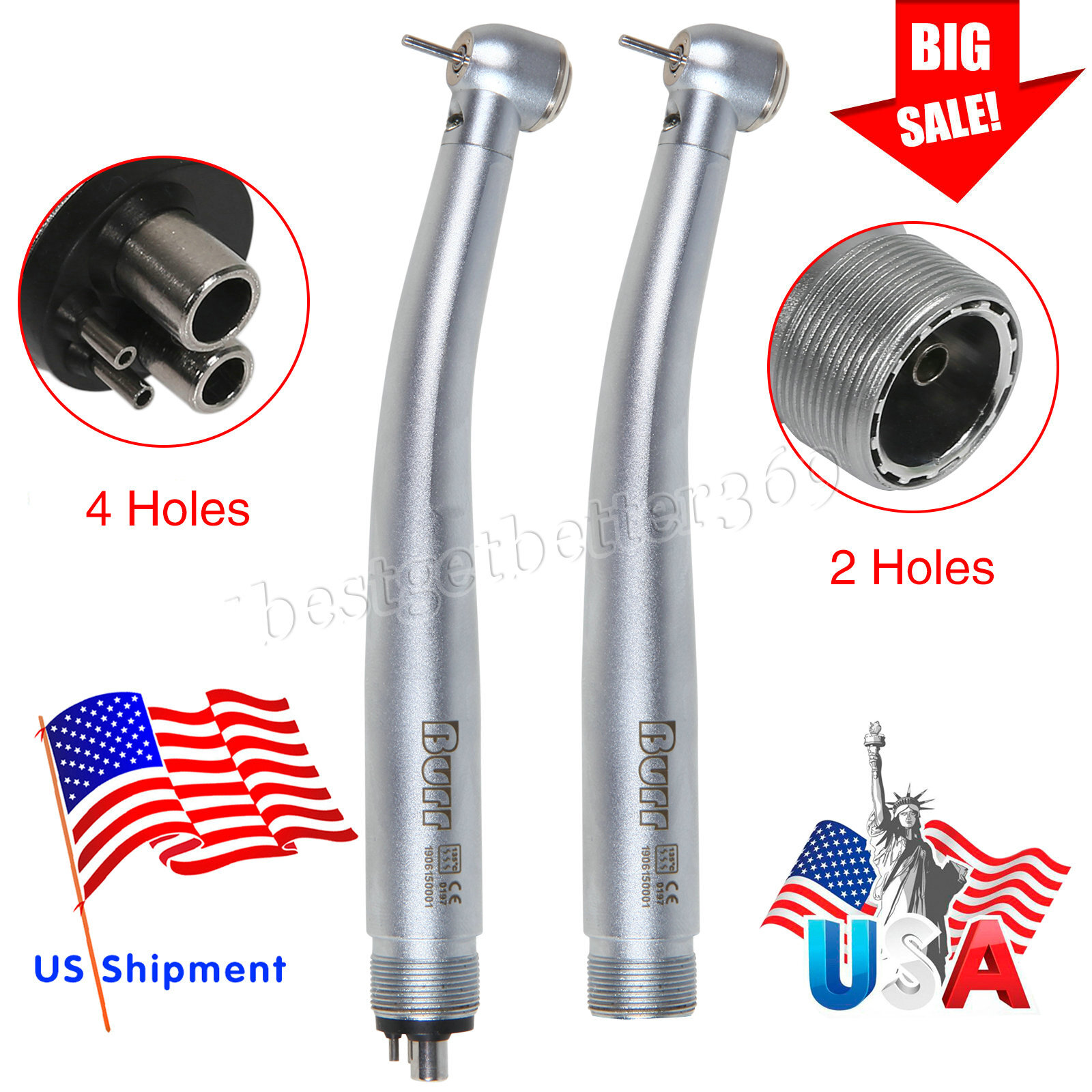 Dental LED/No LED High Speed Handpiece 4/2Holes Cartridge NSK Style USA F3