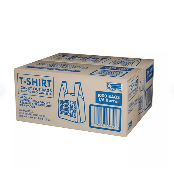 New T-Shirt Carry-Out Bags, 11.5″ x 6.5″ x 22″ (1,000 ct.)Great Price