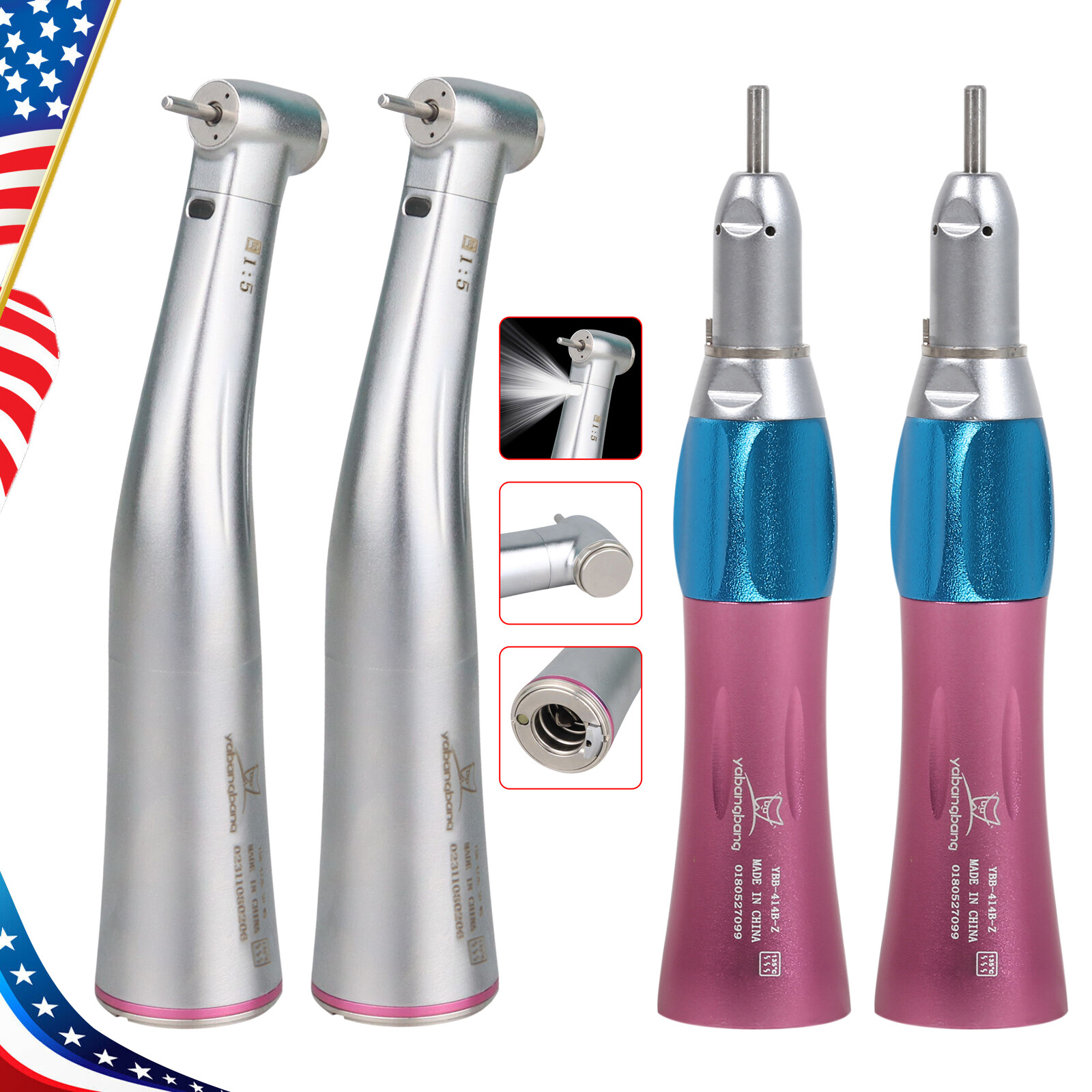 1-5 Dental 1:5 LED Contra Angle /1:1 Straight Nose Cone Handpiece