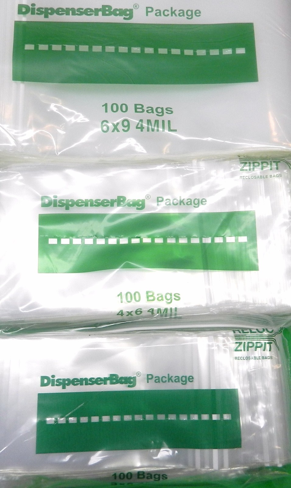 300 Zippit Reloc Bags 4mil H.D. Assortment Sizes 3×5 4×6 6×9 100 Each Zip Seal