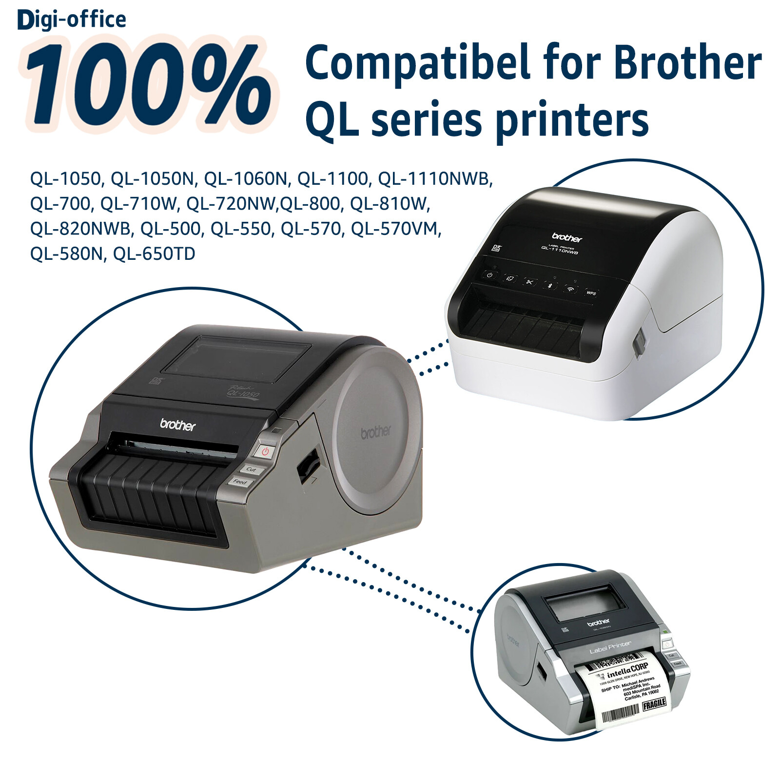 4″ x 6″ DK 1241 Address White Paper 200 Labels P/R For Brother QL-1100 1050N