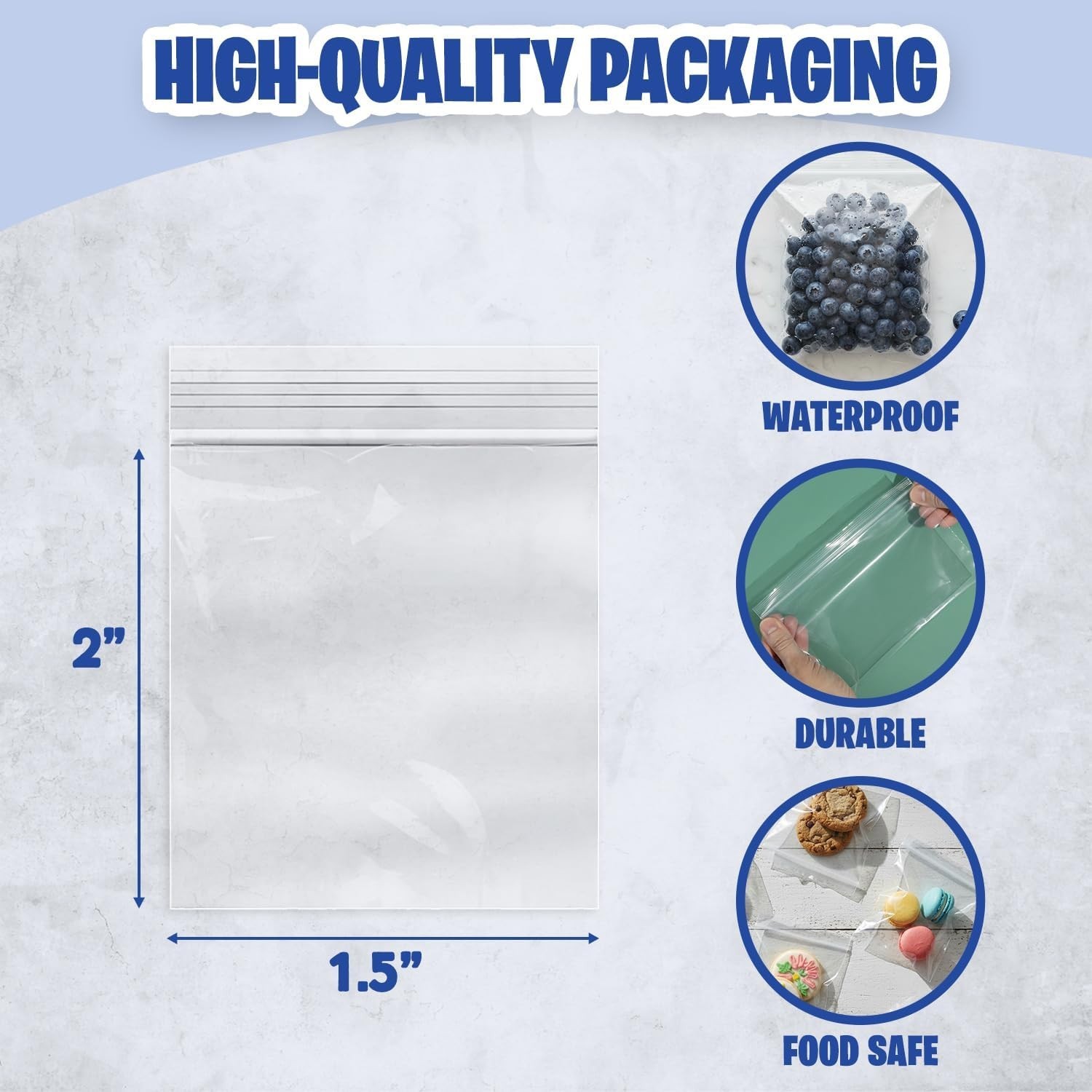 1.5 x 2 Inch Resealable Plastic Bags 1000 Pack — Clear Reclosable Mini Bags w…