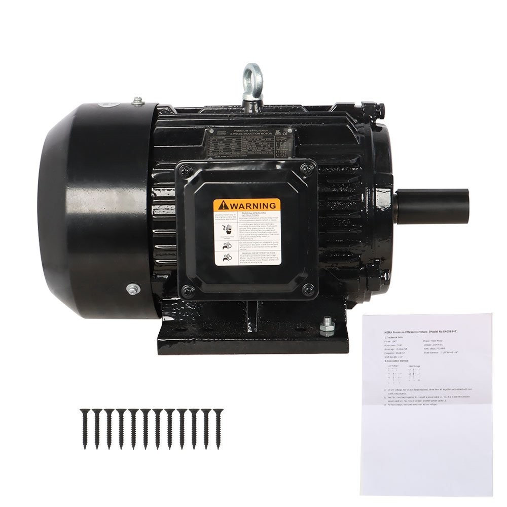 5 HP 3 Phase Electric Motor 1800RPM 184T Frame TEFC 230/460 Volt Severe Duty New