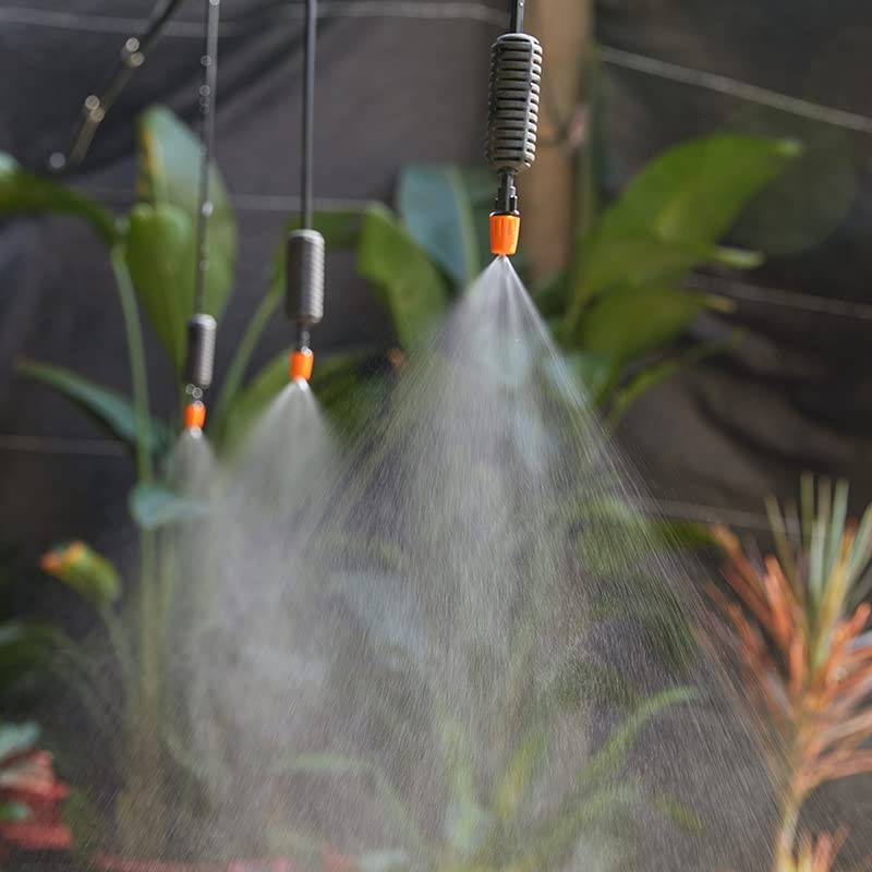 50 Pcs Drip Irrigation Spray Emitters, Adjustable Atomizing Single Barb