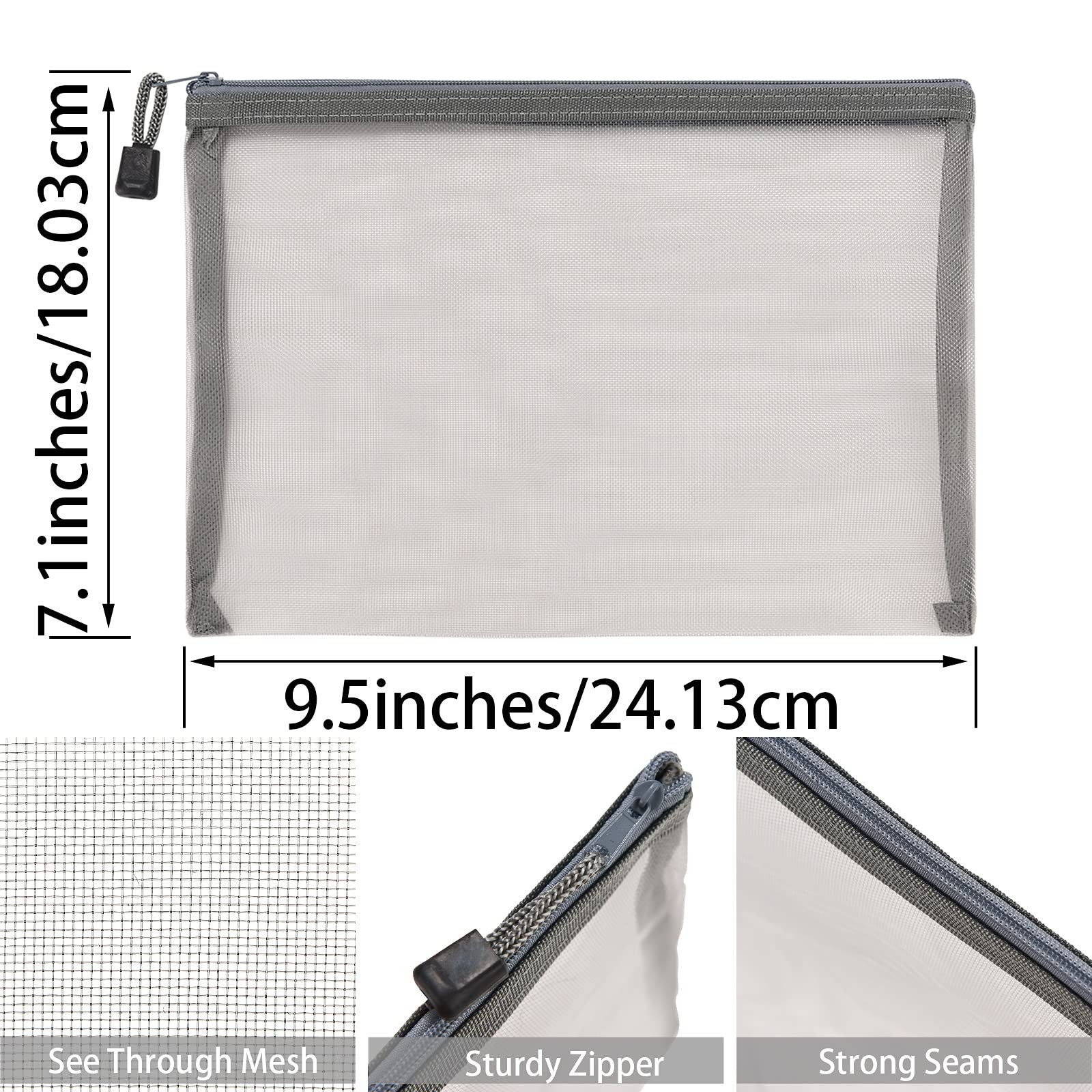 20 Pieces Mesh Makeup Cosmetic Bag Mesh Zipper Pouch Pencil Pouch, 9.5 x 7.1 …