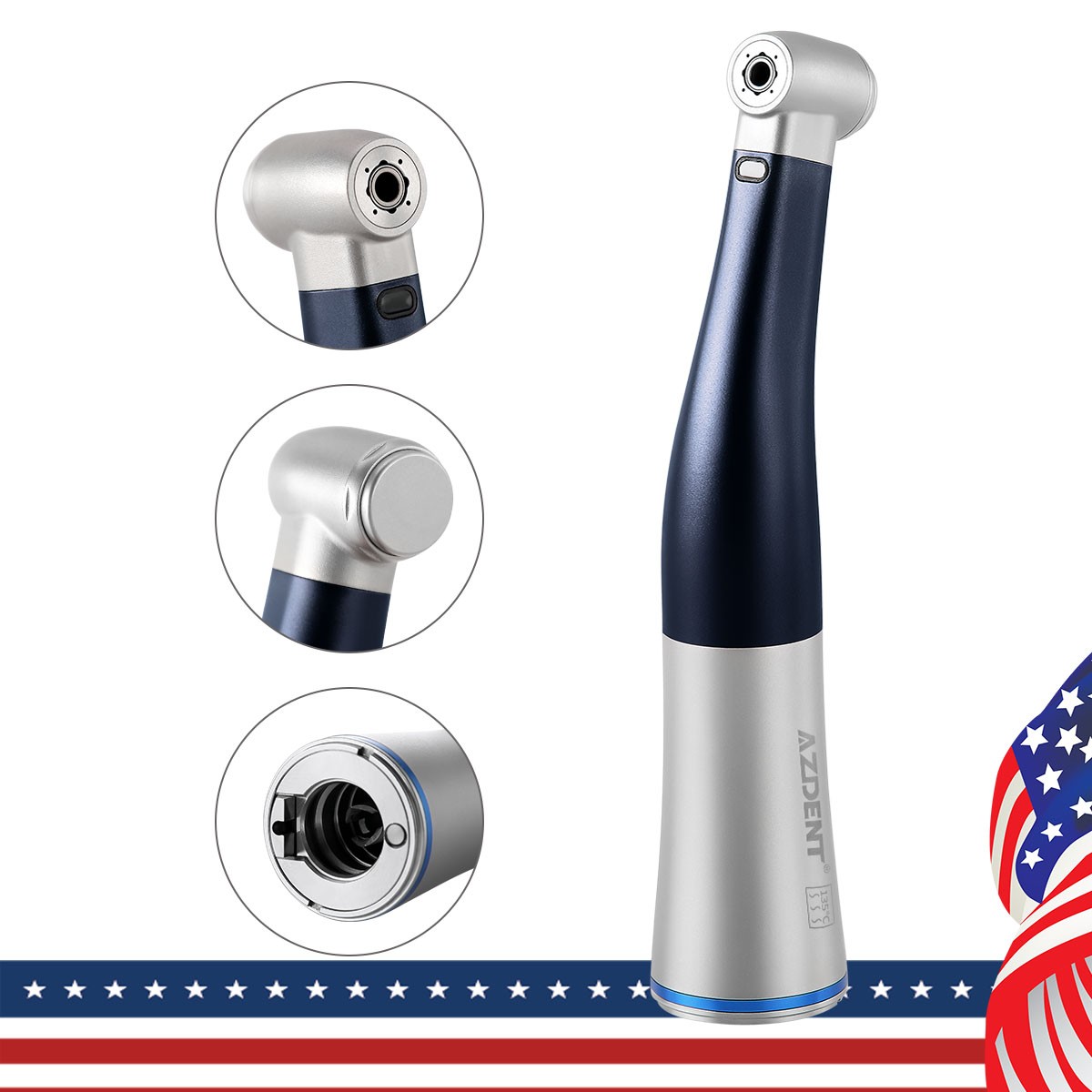 Dental 1:1 Fiber Optic Contra Angle Internal Spray / Diamond Polishing Wheels US