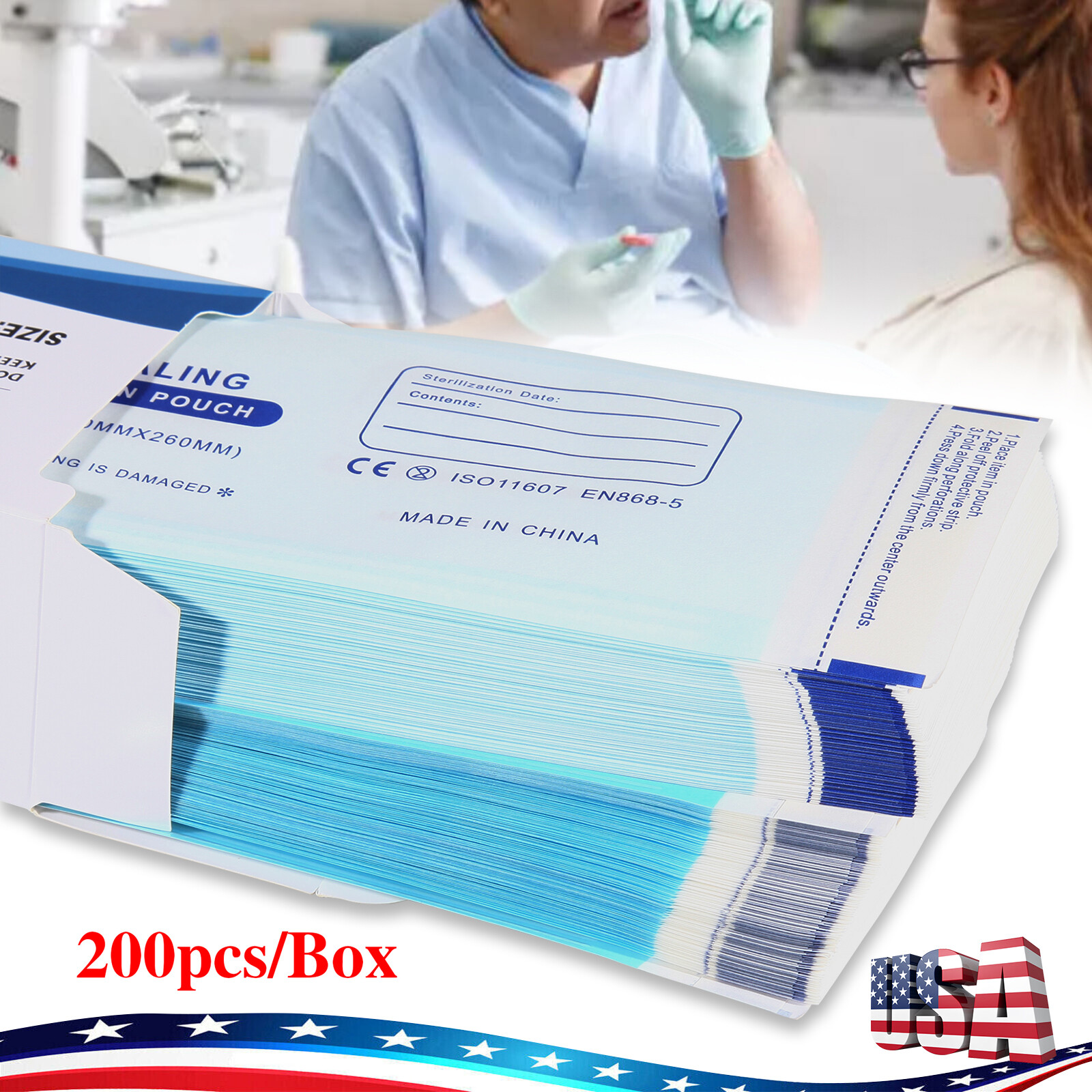 Self Sterilization Pouches Pouch Autoclave, Sterilizer Bags Dental Tattoo Nail
