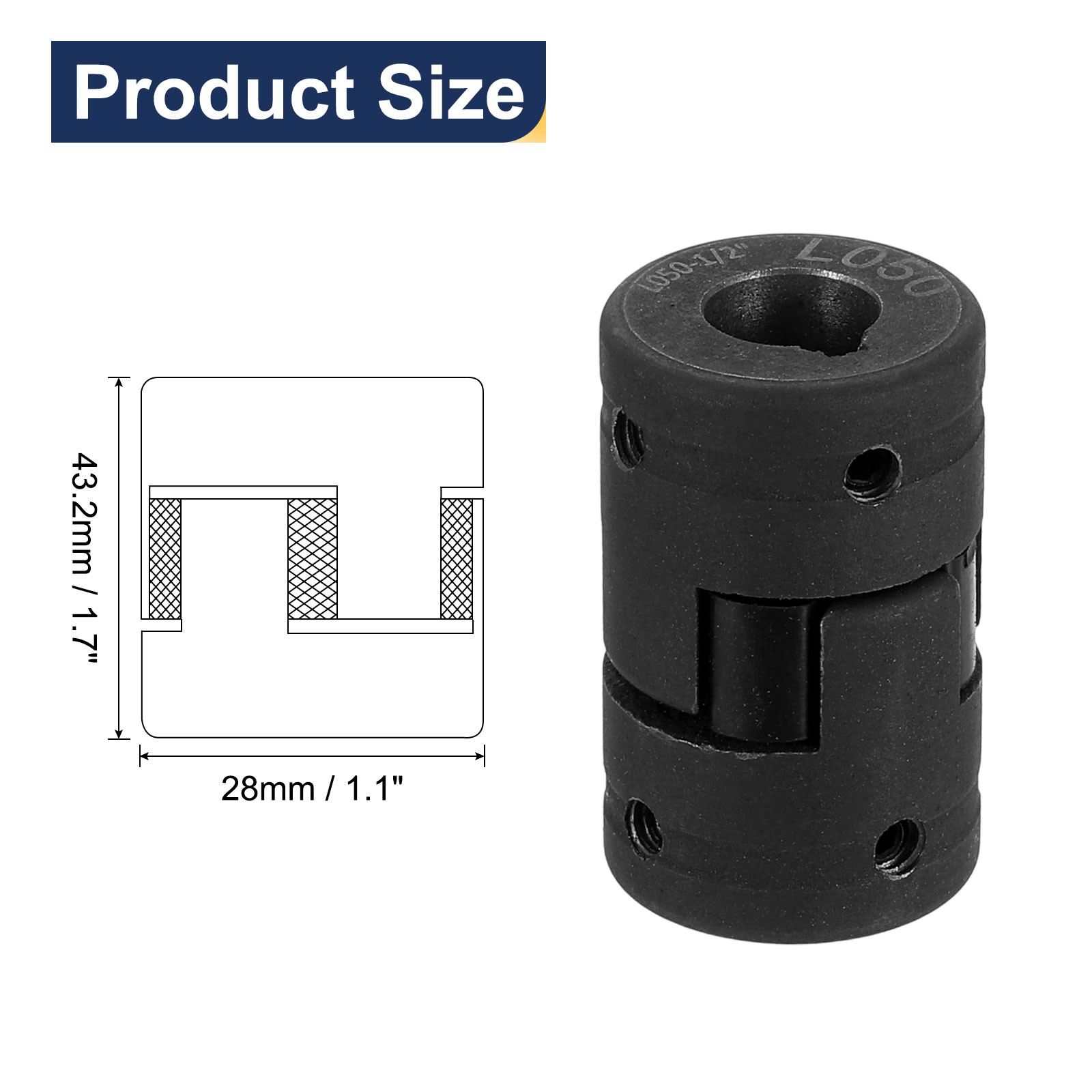 3PCS 1/2″ to 1/2″ L050 Flexible L-Jaw Coupling Coupler