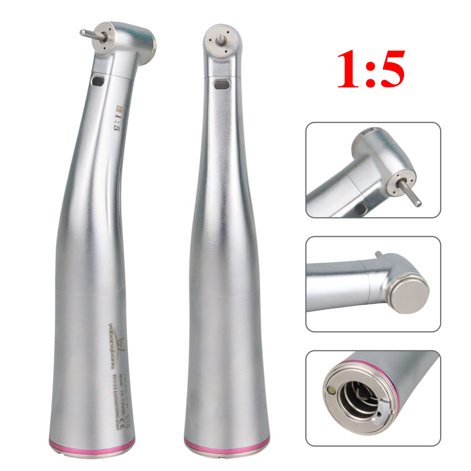 YBB Dental 1:5 LED Fiber Optic Low Speed Contra Angle Handpiece For NSK