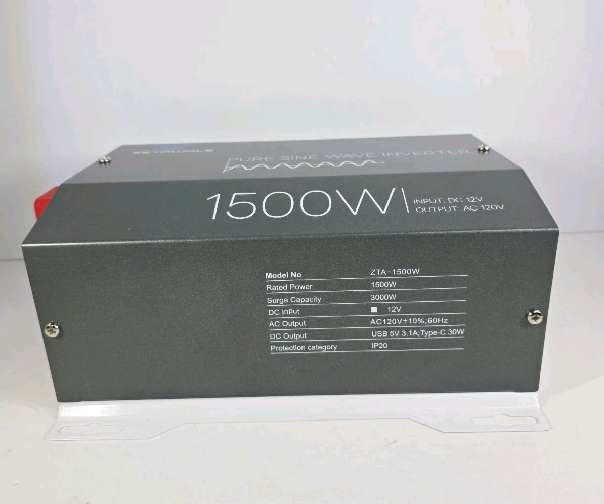 1500 Watt Pure Sine Wave Inverter 12v DC to 110v 120v AC Converter 3000W Peak