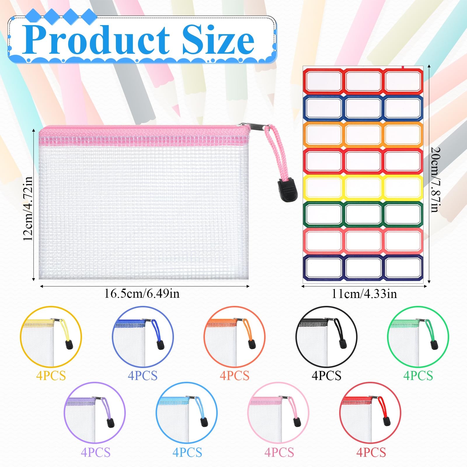 36 Pcs Mesh Zipper Pouch, 4.7×6.5 inch Waterproof Zip Mesh Bags with 2 Sheets…