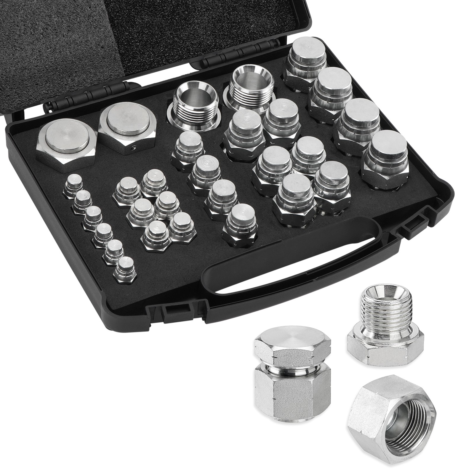 56 PCS BSPP Hydraulic Cap and Plug Kit with Precision Threading Galvanized Steel