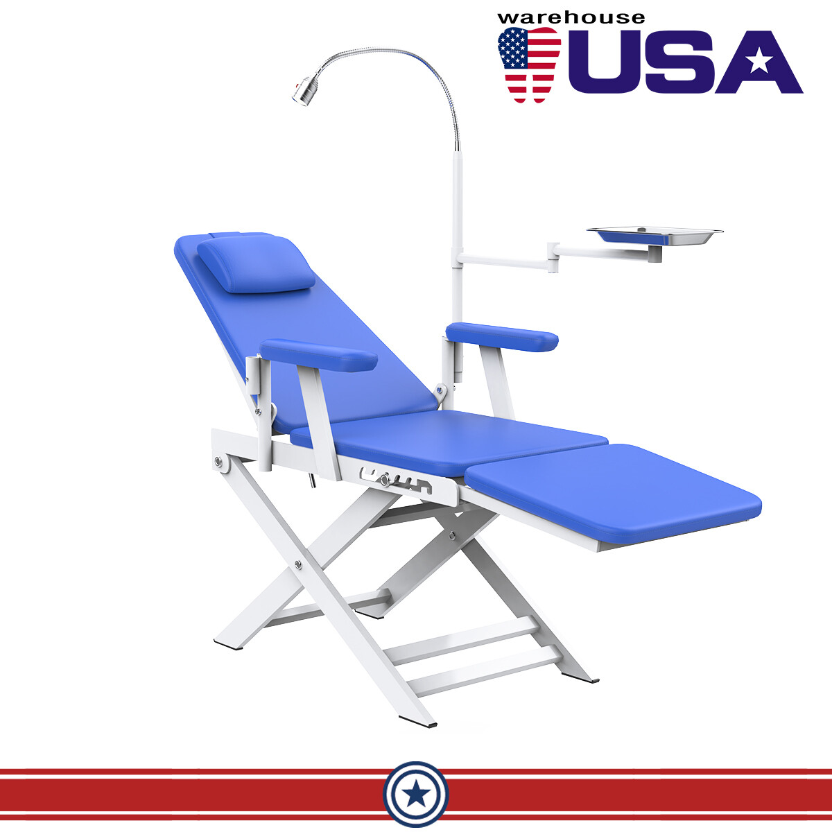 5 Types Portable Dental Folding Chair Package LED Light+Air Turbine Unit 4 Holes