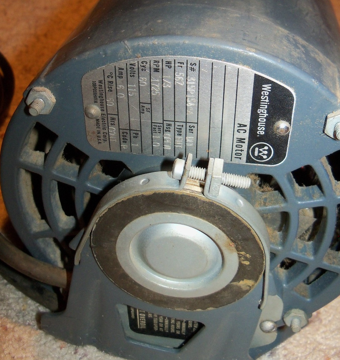 Westinghouse 1/3 HP Electric Motor 1725 RPM, 56Z, 115 V, 315P154-A, Power Switch