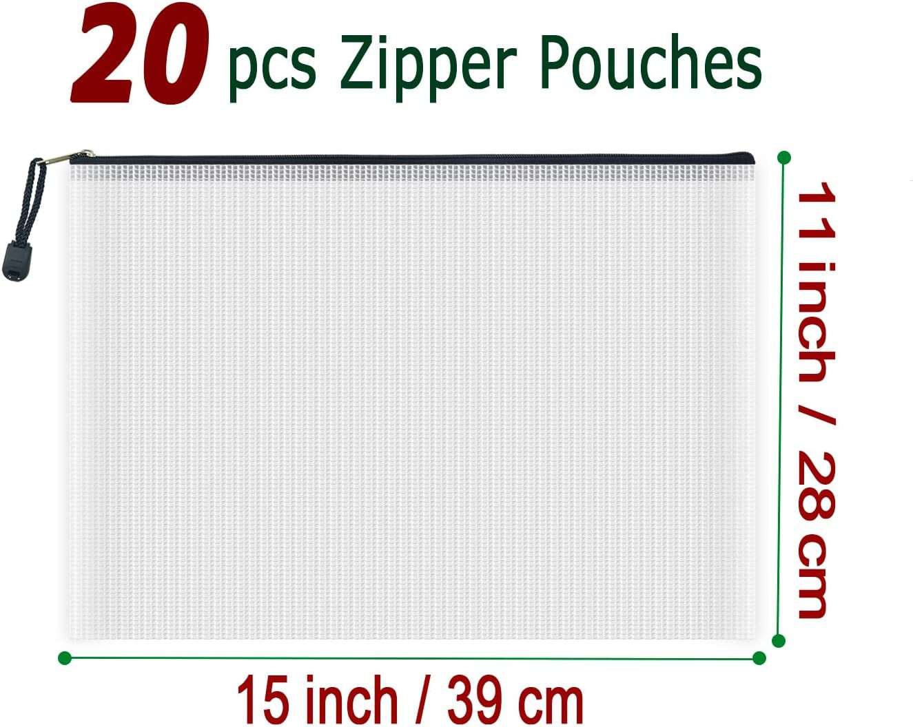 20Pcs Mesh Zipper Pouch Bags, Multipurpose Waterproof Organization Storage Bag f