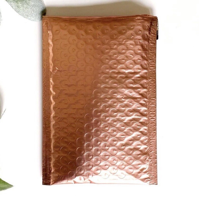 (50) Rose Gold Metallic Bubble Mailers 4.25×8 Padded Envelopes Boutique Designer