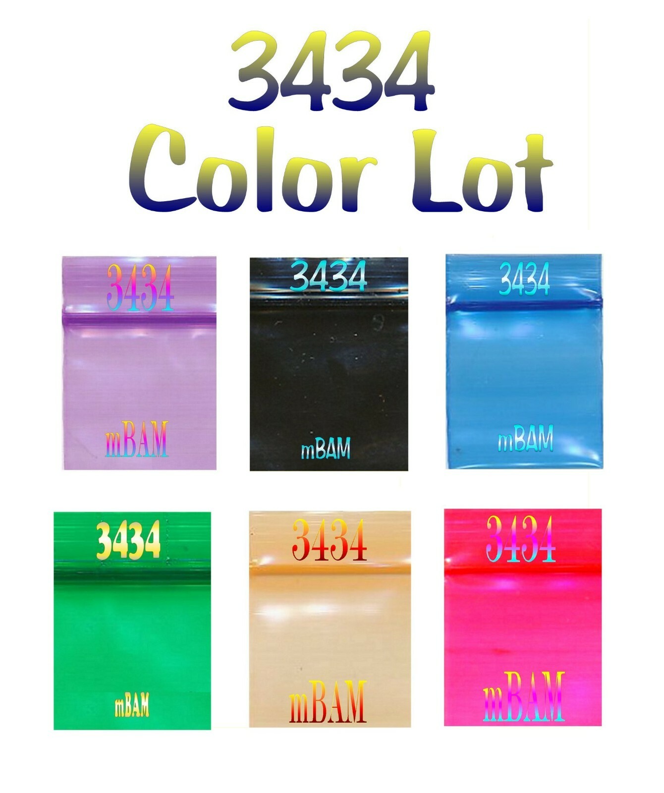 100 3434 2.5 3.0 MIL COLOR LOT APPLE MINI ZIP BAGGIES .75x.75″ BLACK BLUE+