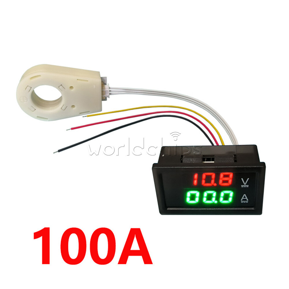 DC0-300V 50/100/200/400A Digital Current Voltage Meter Hall Ammeter Voltmeter