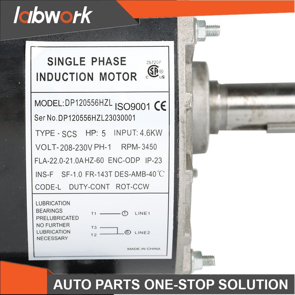 Labwork 5HP Compressor Duty Electric Motor 230V 1 Phase 3450RPM 56HZ/143T 7/8″
