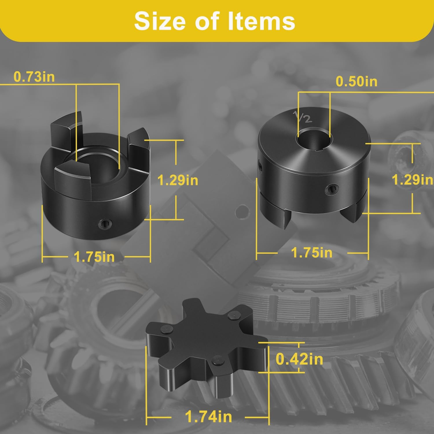 1/2″ to 3/4″ L075 L-Jaw Flexible Coupling Set Buna-N Spider Log Splitter Coupler