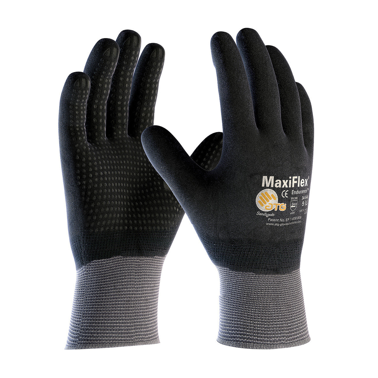 PIP 34-846 ATG MaxiFlex Micro Foam Nitrile Grip WORK GLOVES Dotted Palms 3 PAIR