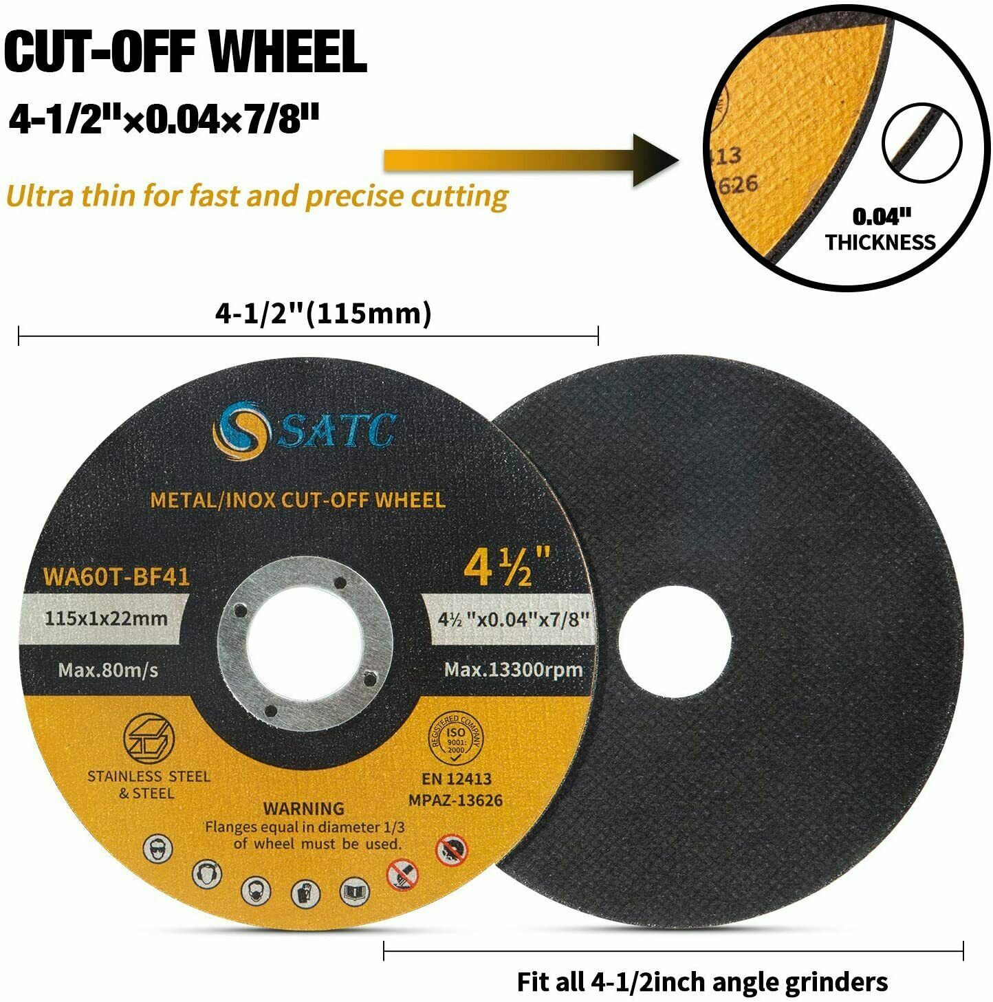 100PCS 4.5″ Cut Off Wheels 4-1/2 Angle Grindr Cutting Disc Metal Stainless Steel
