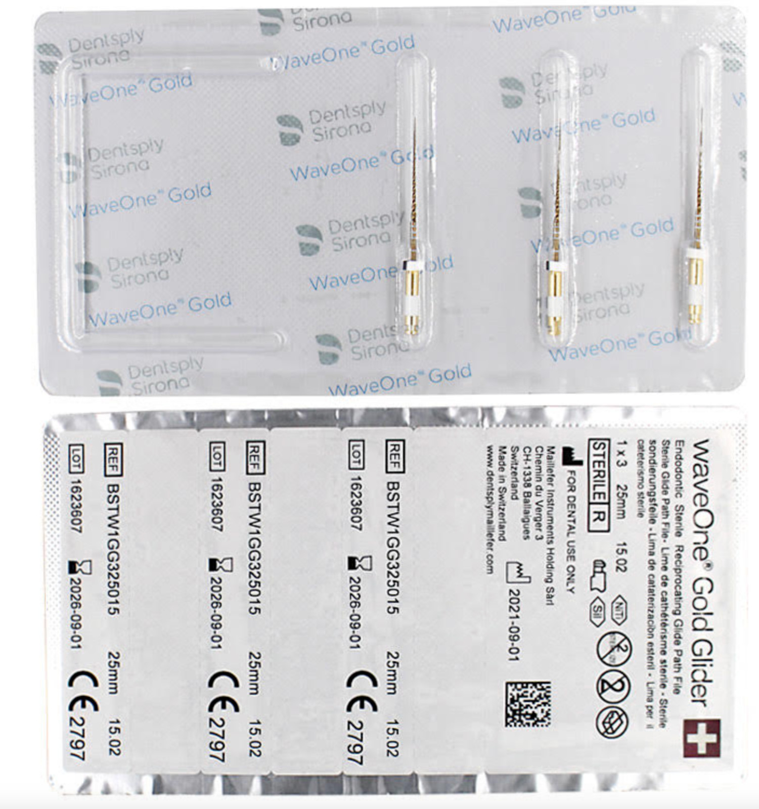 WAVE ONE Gold Glider (15.02) – DENTSPLY (3/pack) – All sizes ORIGINAL
