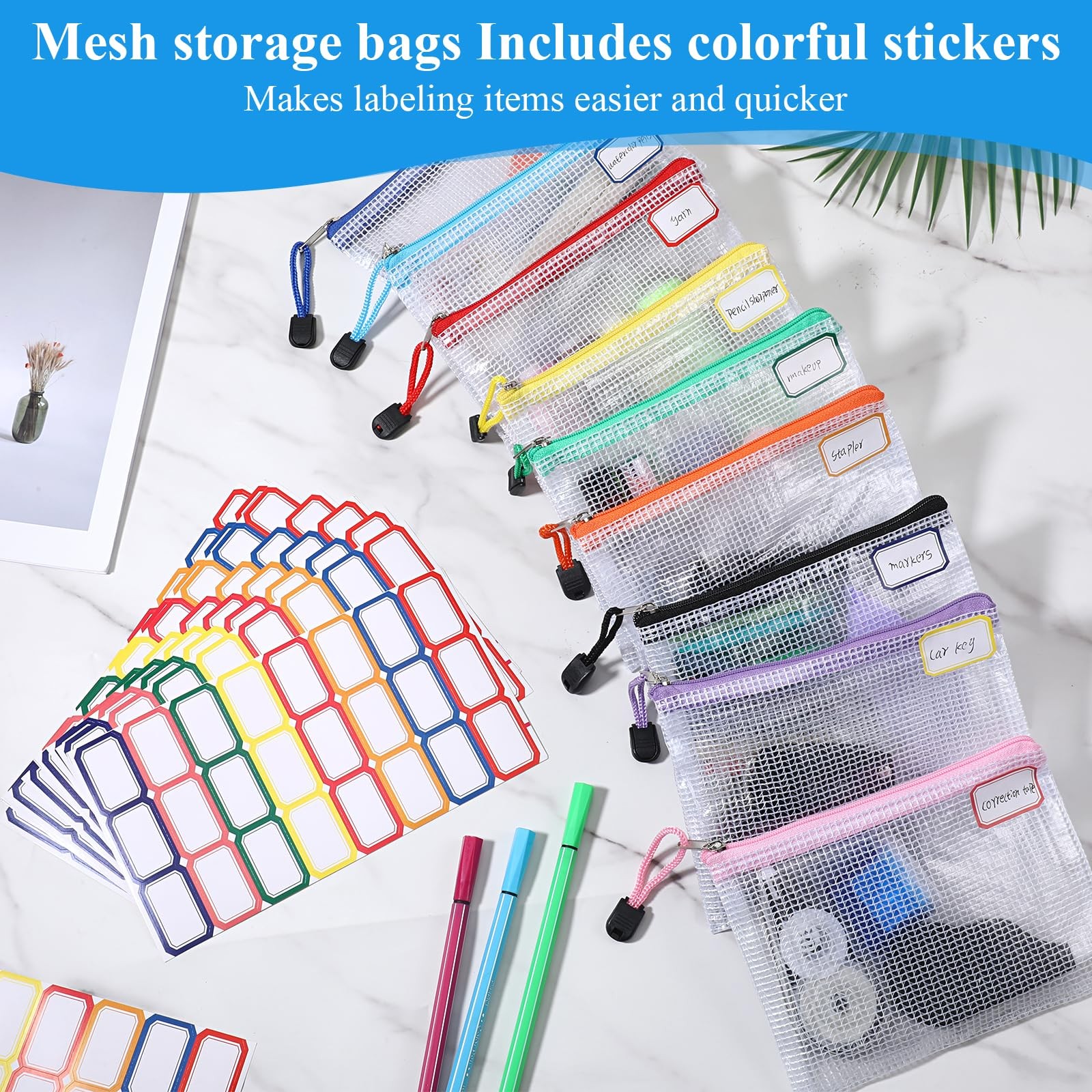 36 Pcs Mesh Zipper Pouch, 4.7×6.5 inch Waterproof Zip Mesh Bags with 2 Sheets…