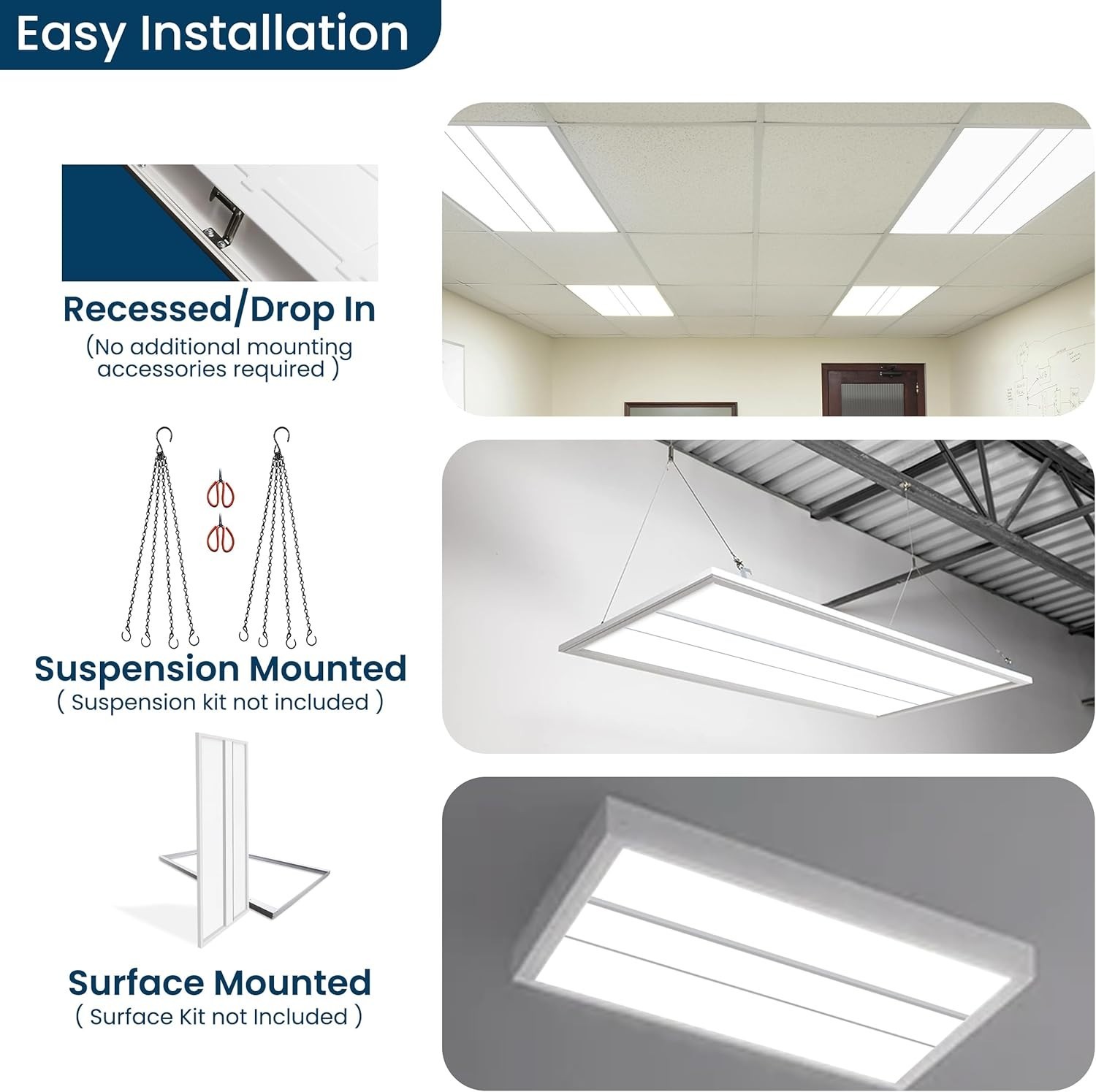 2×4 LED Flat Panel Light, 35W/40W/46W & CCT 3500K/4000K/5000K, 5750Lumens 4Pcs