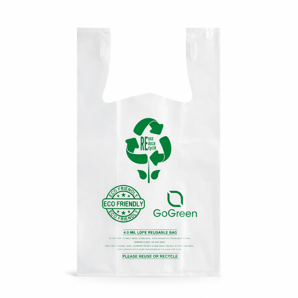 Clear Plastic T-Shirt Grocery Bags 3 Mil Heavy Duty Reusable 1/6 21×6.5×11.5
