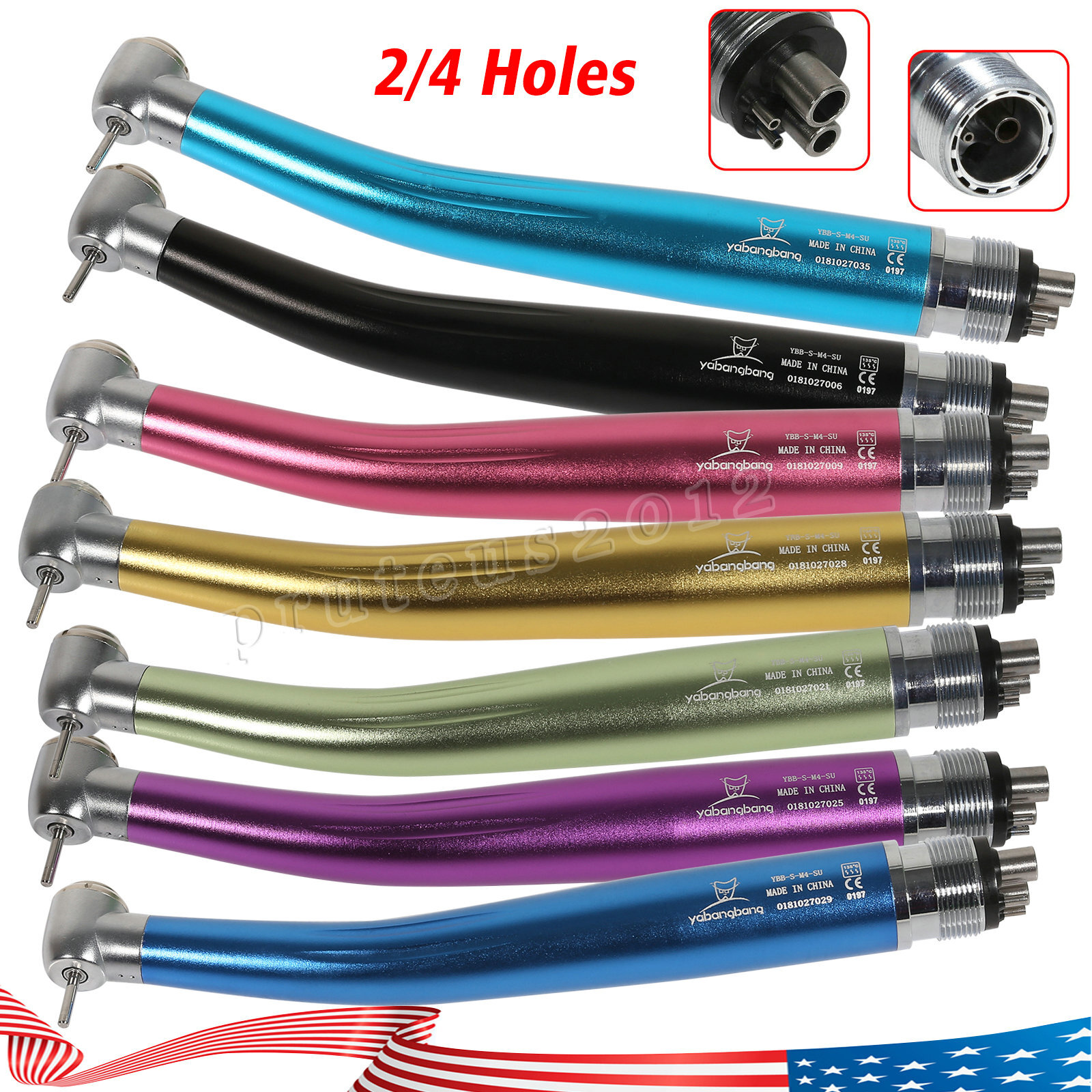 USA Push Button Dental High Speed Handpiece Single water spray Air Turbine 2/4H