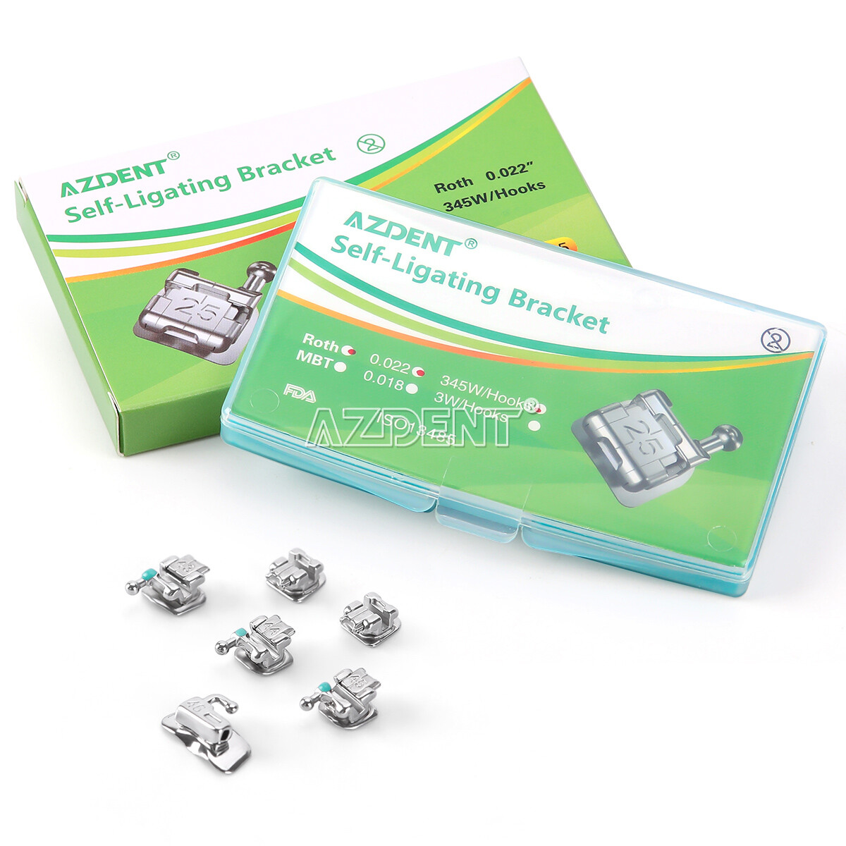 AZDENT Dental Orthodontic Self-Ligating Brackets Braces Roth MBT 022 Hooks 345