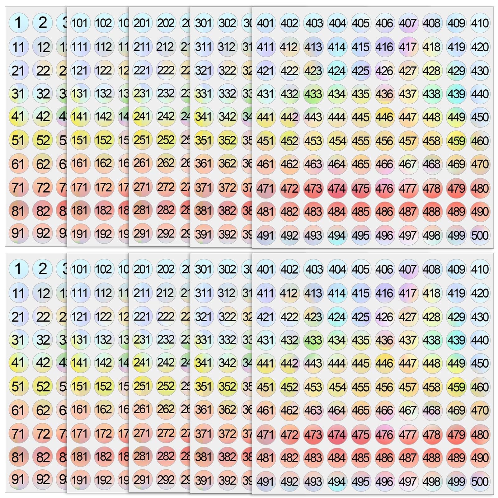 Small Number Stickers 1 to 500 Vinyl Consecutive 2 Sets 1-500–10 Sheets