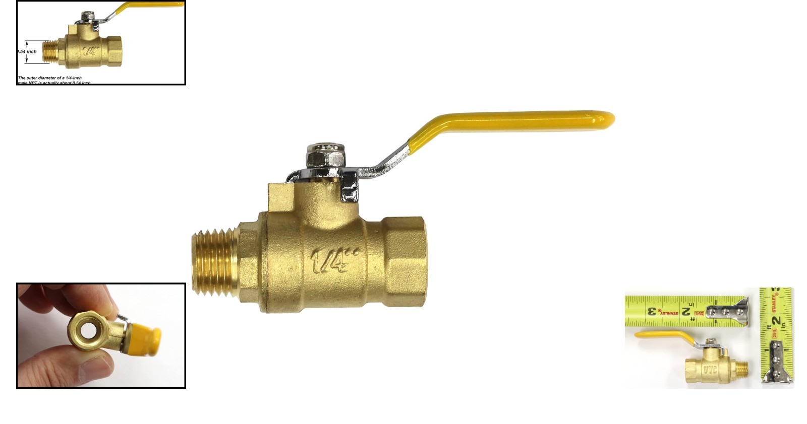 Lead-Free Brass 1/4″ In-Line Ball Shut Off Valve for Air, Water, Oil
