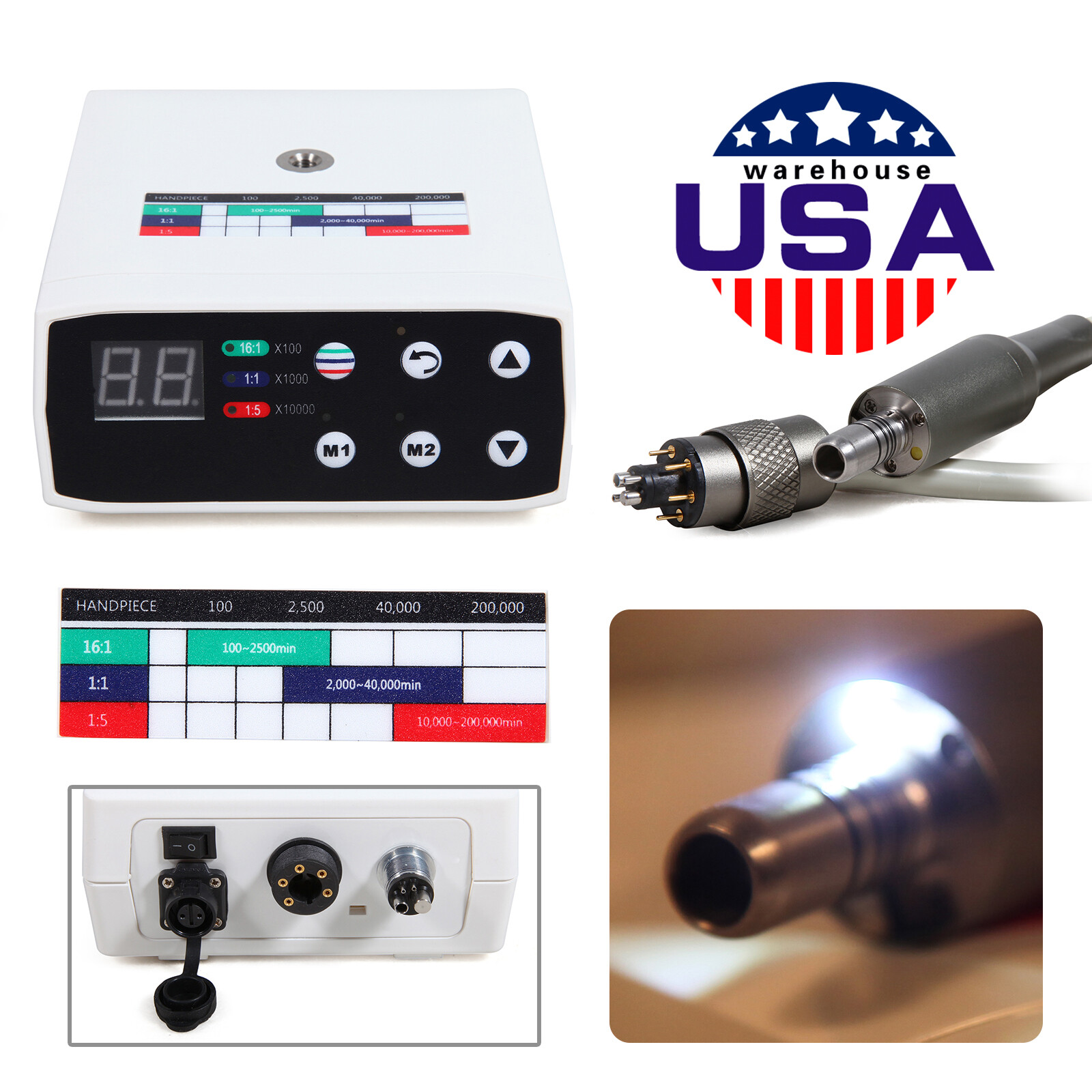NSK Style Dental Electric LED Brushless Micro Motor 1:5 Increasing Handpiece ty