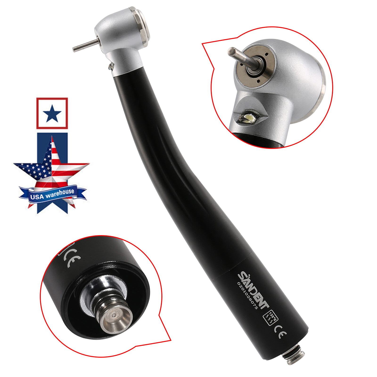 Dental LED E-generator Fiber Optic High Handpiece Turbine Internal Triple Spray