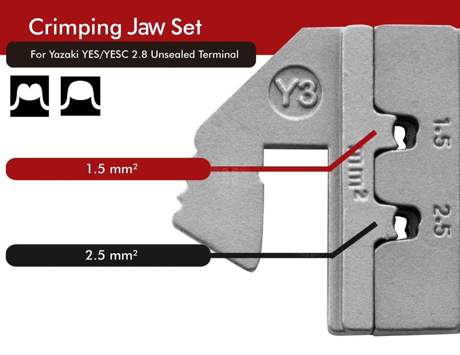 Crimping Tool Die – Y3 for Yazaki YES/YESC 2.8 Unsealed Terminal AWG 16/14