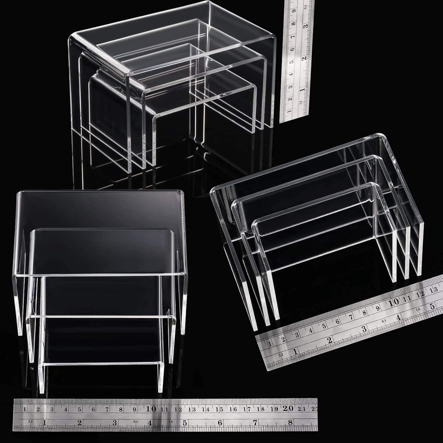 Chuangdi 2 Sets Acrylic Display Risers, Product Stand, Jewelry Display Riser She