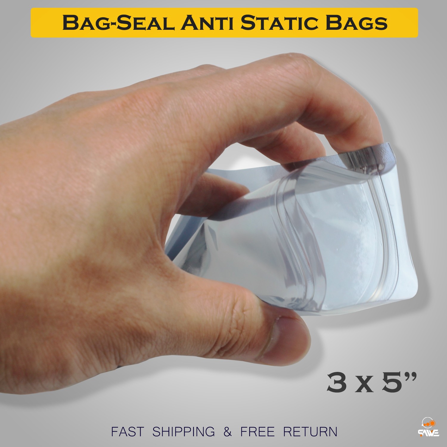 100 x Anti Static Shielding ESD Bags 3″ x 5″ Zip Lock Reclosable 3 x 5