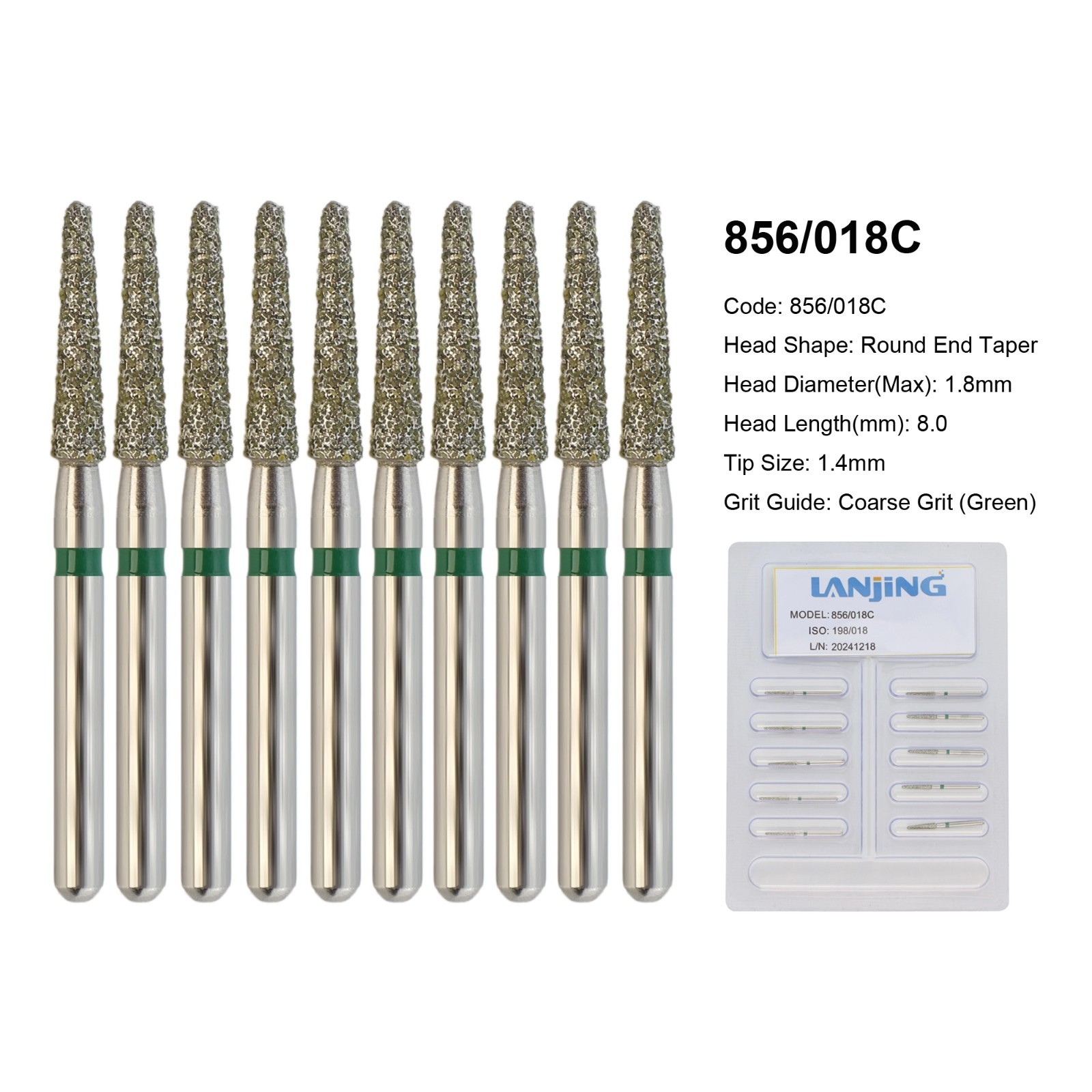 Dental Diamond Burs FG Round End Taper Super Coarse Fine Grit High Speed 856 850